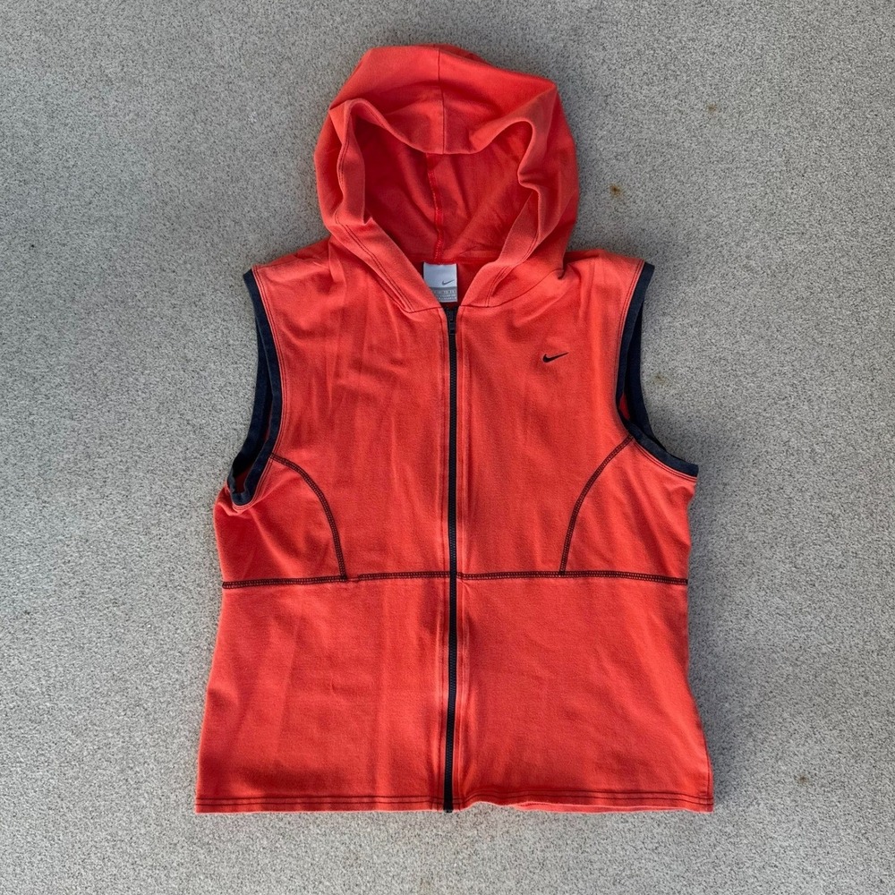 Nike XL 16-18 Kids Sleeveless Hoodie - Orange Full Zip Vest